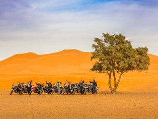 Motorradgruppe in der Wüste